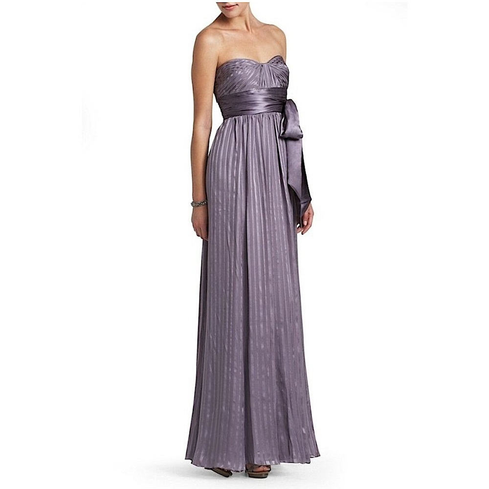 BCBGMaxAzria Pure Silk Alicia Bridesmaid Wisteria Purple Evening Gown Dress 0 2